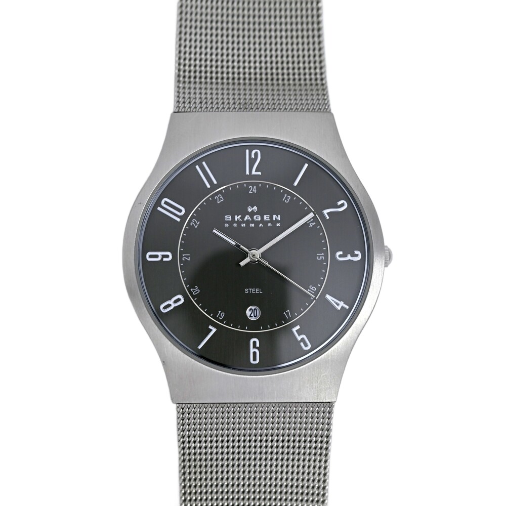 Skagen Men's 36mm Grey Dial Mesh Bracelet Quartz Watch 233XLSSM